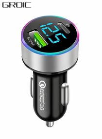 USB C Car Charger, PD 20W & Fast USB 66W QC3.0 Port Car Charger Adapter, Dual Port Super Fast Charging with LED Display, Compatible with iPhone, Samsung, iPad 