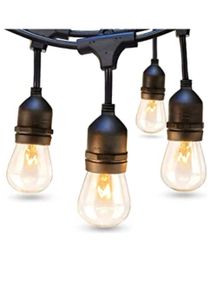 Led Lights Eid Celebration 16FT Outdoor String Yellow Lights Weatherproof Strand Dimmable Edison Vintage Bulbs UL Listed Heavy Duty Decorative Cafe Patio Lights For Restaurant Garden 