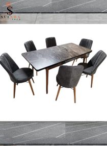 Modern Turkey Model Wooden Extandable Dining Table With Six Chair 