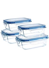 [3Diamonds] Glass Containers BPA-Free Locking lids Food Storage Container 100% Leakproof Glass Lunch Boxes, Freezer Storage container with Lids Airtight, Glass Food Storage (Set of 4) 