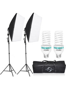 Photography Softbox Lighting Kit with 2pcs 135W Bulbs Softboxs and Carry Bag 