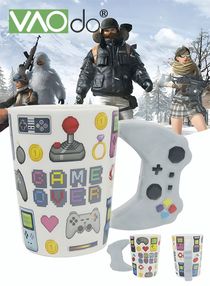 Creative Ceramic Coffee Mug Game Pad Design Interesting Milk Tea Cup Grey 