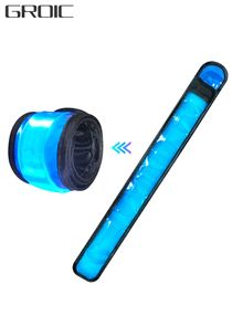 2 Pieces Adjustable LED Armband Slap Bracelets Safety Flashing Glow in The Dark Night  For Joggers, Cyclists, Runners, Campers Outdoor Sports For Men Women-Blue 
