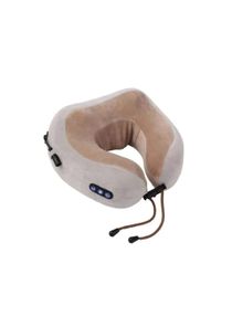 Neck Massager & Travel Pillow - U-Shaped Neck Pillow & Electric Massager for Muscle Shoulder Cervical Pain Stress Relief - Memory Foam Massage Pillow for Home Office Airplane Car (Brown) 