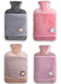 Hot Water Bottle with Soft Hand Pocket Cover Soft Plush Hand Waist Warmer Cover 1.8L Large Capacity Good for Pain Relief Neck & Shoulders Feet Warmer, Menstrual Cramps(Grey/Pink/Brown/Purple) 