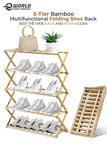 5-Tier Stylish Wooden Shoe Organizer Rack Bench for Entryway Hallway Storage Furniture with 5 Open Shelves 