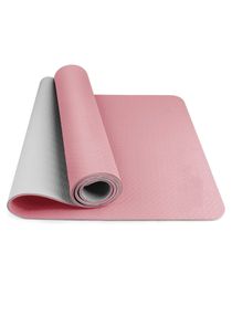 MahMir Yoga Mat Anti-Slip Exercise Mat with Carrying Bag Fitness Mat for Pilates 183CM*61CM*6MM Thickness for Woman Man Beginners (Pink + Light Grey) 