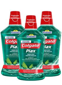Colgat Plax Fresh Mint Anti Germ 24/7 Bad Breath Control Mouthwash (500ml) Pack of 3 