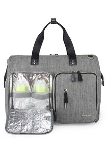 Gabrielle Mom Dad XL Travel Diaper Bag with Diaper Changing Mat- Grey 