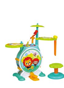 Kids Drum Set for Toddlers, with Adjustable Microphone, Lights, Stool, Drumsticks, Fun Sounds and 5 Songs, Electronic Musical Instrument Toy, Birthday Gift for 3-9 Year Old Girls and Boys 