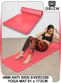 4mm Thick Yoga Mat Knees Supportive Anti Slip Fitness Home Exercise Eco Friendly Ideal For All Types Of Pilates Floor Workouts Gym Stretching 61x173cm 