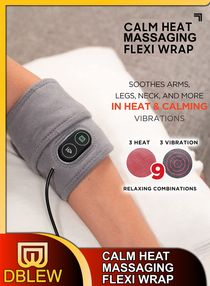 Calm Heat Flexi Wrap Personal Electric Heating Pad Vibration Massager 9 Relaxing Combinations For Muscles And Joints Massage Therapy Soreness Pain Relief Wrist Forearms Leg Arm Knee Calf Ankle Elbow 