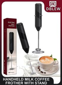 Electric Battery Operated Milk Frother Handheld With Stainless Whisk Egg Beater Mini Blender Small Drink Mixer For Coffee Latte Cappuccino Hot Chocolate With Stand 