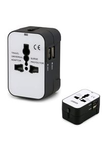 Tycom Travel Adapter,Worldwide All in One Universal Power Plug Adapter with Dual USB Ports for USA EU UK AUS Cell Phone Laptop (HHT202 Black&White) 
