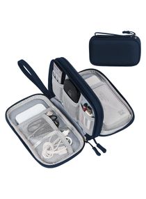 Electronic Accessories Bag, Digital Gadget Organizer Case, Travel Gear Storage Carrying Sleeve Pouch for Cable, USB, Earphones, Portable Hard Drives, Power Banks, Adapters or Camera Accessories Blue 