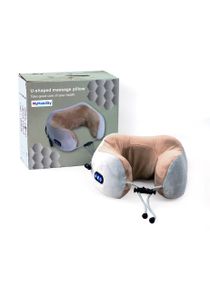 Rechargeable U Shaped Cervical Massage Pillow Neck Massager Electric Travel Neck Massage Pillow Neck Head Support Pillow Relief Cervical Pain For Airplane Train Car Brown 