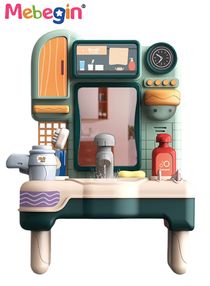 Wash Up Sink Pretend Playset, Realistic Playset Toy with Bathroom Toiletry Accessories, Light Up Play Toys with Sound 