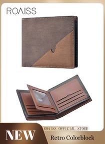 Colorblock Fold Over Wallet Retro Stylish Zipper PU Leather Card Holder Multi-card Slot Coin Bag Money Clip for Men/Young Boy/Father/Brother Gift 