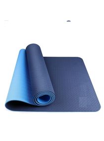 MahMir Yoga Mat Anti-Slip Exercise Mat with Carrying Bag Fitness Mat for Pilates 183CM*61CM*6MM Thickness for Woman Man Beginners (Dark Blue + Light Blue) 