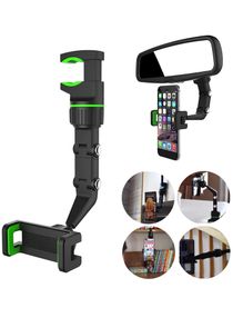 360 Degree Free Spin Universal Rotatable Car Mobile Phone Holder Mount Rearview Mirror Stand - Assorted 