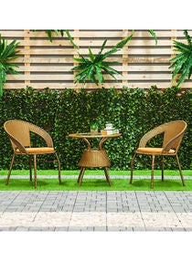 Eden 3 Piece Bistro Set with Coffee TableModern Garden Design Furniture for Outdoor Bench Seating Terrace Lawn Patio Balcony Brown 