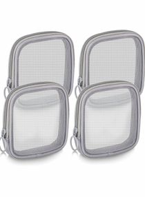 Mesh Makeup Bag, 4Pcs Clear Toiletry Pouch with Zipper Mini Portable Cosmetic Travel Purse Bag for Daily Toiletries Accessories(Gray) 