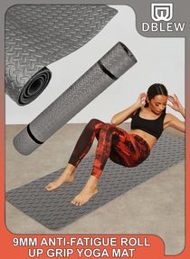 Professional 9mm Thick Anti Fatigue Yoga Mat Knees Supportive Non Slip Fitness Home Exercise Eco Friendly Ideal For All Types Of Pilates Floor Workouts Gym Stretching Grip Rug 60x185cm 