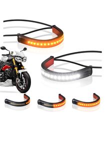 Two flexible universal 12V Led flash lamps for motorcycle turn signal lamp strips 