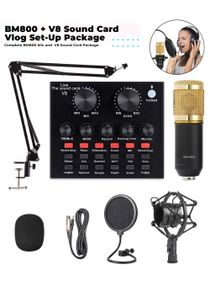 BM800 Professional Condenser Microphone Bundle Mic Kit with V8 Audio Sound Card And Metal Stand For Live Streaming Recording Broadcasting 
