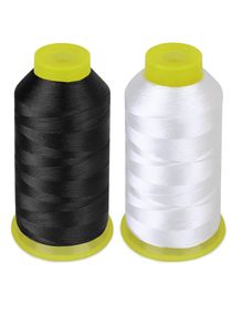 2 Roll Polyester Thread, Heavy Duty Thread, 1500Yard/Reel 210D/3 Nylon Sewing Thread for Weaves, Sewing Thread for Upholstery, Outdoor Market, Drapery, Leather, Beading, Crafts (Black and White) 