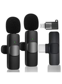 2in1 Bluetooths Mic K9 Wireless Collar Microphone Dual Lapel Lavalier Mic for Noise Reduction Vlogging Interview Live Streaming YouTube Video Broadcast With 2 Mic Receiver for iPhone and Android 