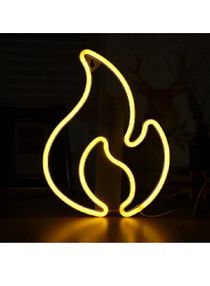 Flame Neon Sign, LED Hanging Light, USB/Battery Powered, for Bedroom Wall Decoration, Kids Room, Restaurant, Party, Bar, Birthday Gift (Yellow) 