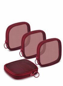 Mesh Makeup Bag, 4Pcs Clear Toiletry Pouch with Zipper Mini Portable Cosmetic Travel Purse Bag for Daily Toiletries Accessories(Red) 
