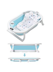 Baby Bathtub Bath Accessories Folding Tub with Pillows and Small Toys（Blue） 