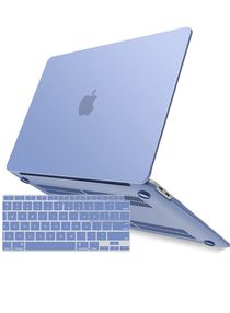 Compatible with New MacBook Air 13 inch Case 2022 2021 2020 M1 A2337 A2179 A1932,Plastic Hard Shell Case with Keyboard Cover for Mac Retina Display with Touch ID, Serenity Blue,MMA-T13BK+1A 
