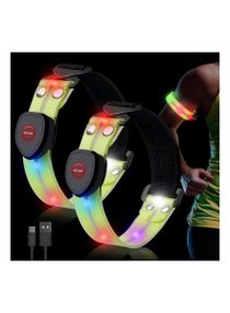 SYOSI Rechargeable LED Armband, 2Psc LED Armband Running Lights for Runners, Reflective Running Gear, Night Safety Light Up Band High Visibility for Running Jogging Cycling Dog Night Walking 