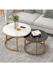 2 Round Coffee Table With Metal Frame 
