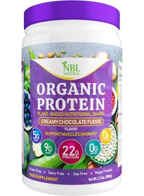 Plant Based Organic Protein Powder, Vegan, Non-Dairy, Gluten Free, Lactose Free, No Sugar Added, Creamy Chocolate Fudge, 2.2 lb, 25 Servings 