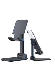 TyCom Cell Phone Stand, Adjustable phone holder for Desk, Foldable Desktop Tablet Stand Holder, Double Adjustable Mobile stand Phone Tablet Holder (Black) 