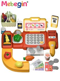 Cashier Pretend Play Store Electronic Toy Kids Cash Register Playset with Scanner Voice Broadcast and Weighing Function Colorful Children’s Supermarket Checkout Toy with Microphone Sounds Ideal Gift f 