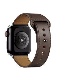 Leather Band for Apple Watch 42mm 44mm 45mm,  Replacement Wristband Strap For iWatch Series 7 6 5 4 3 2 1 SE (Dark Brown) 