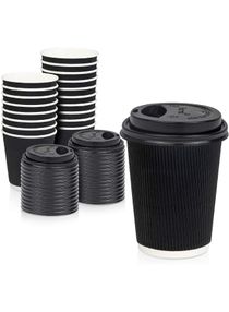 Disposable Ripple Coffee Cup 12 Oz With Lid Suitable For Home, Office, Restaurants Use Pack of 50 Pieces 