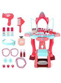 Kids Beauty Set Makeup Kit For Girls With Dressing Table And Chair Mirror Music Pretend Play Toys For Girls Role Play Toys Beauty Set For Kids Girls Kids Make Up Set Toys For Girls 2+Years 