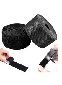 Self-Adhesive Hook and Loop Strips Tape Roll Black Heavy Double Sided Sticky Duty Industrial Strength Fastener Interlocking for Household Kitchen School Office Set of 2 