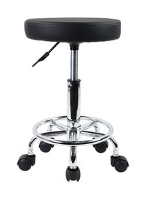 Medical Beauty Spa PU Leather 360 ° Rotate Round Roller Stool Black 