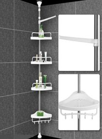Bathroom Organizer Storage Shelf Wall Mounted Corner Rack Self Adjustable Shower Shelves For Toilet 