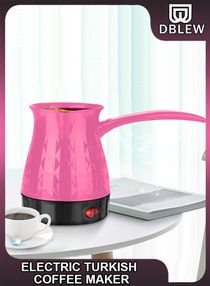 500ml Greek Turkish Electric Coffee Maker Percolator Pot Espresso Machine With Easy Serve Handle Hot Plate For Home Kitchen Office Pink 