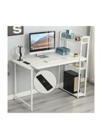 Computer Table with Bookshelf Gaming Writing Study Table for Home Office White 120x55x72cm 
