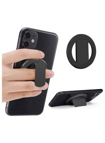 Magnetic Phone Ring Holder, Ultra-Thin 3mm Anti Drop Finger Kickstand Silicone Back Ring Cell Phone Grip Phone Stand for Magnetic Car Mount and Most Smart Phones and Tablets (Black) 