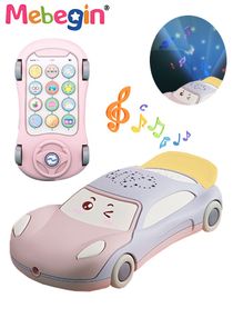 2 in 1 Baby Learning Cell Phone Toys Baby Toy Cars & Musical Learning Infant Toys with Colorful Projection Lights Music Play Kids Phone for Toddler Boys Girls 18 Months+ 